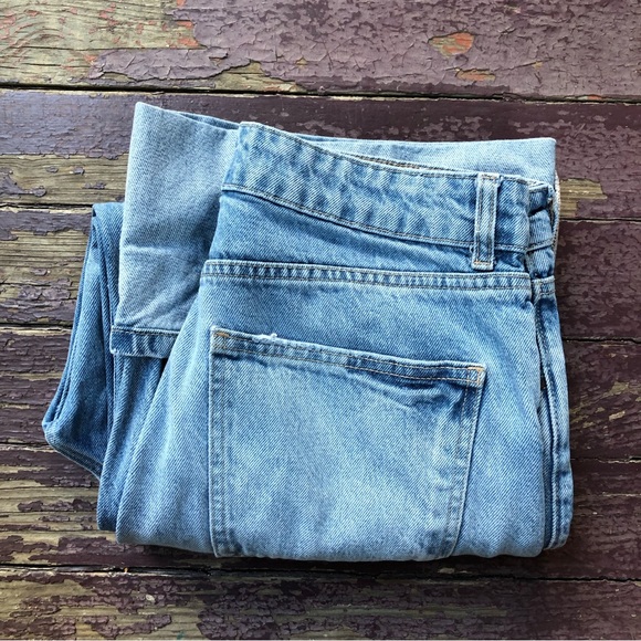 Zara Mid Rise Loose Jeans Folded Cuffs Wide Leg 10 - Picture 12 of 13